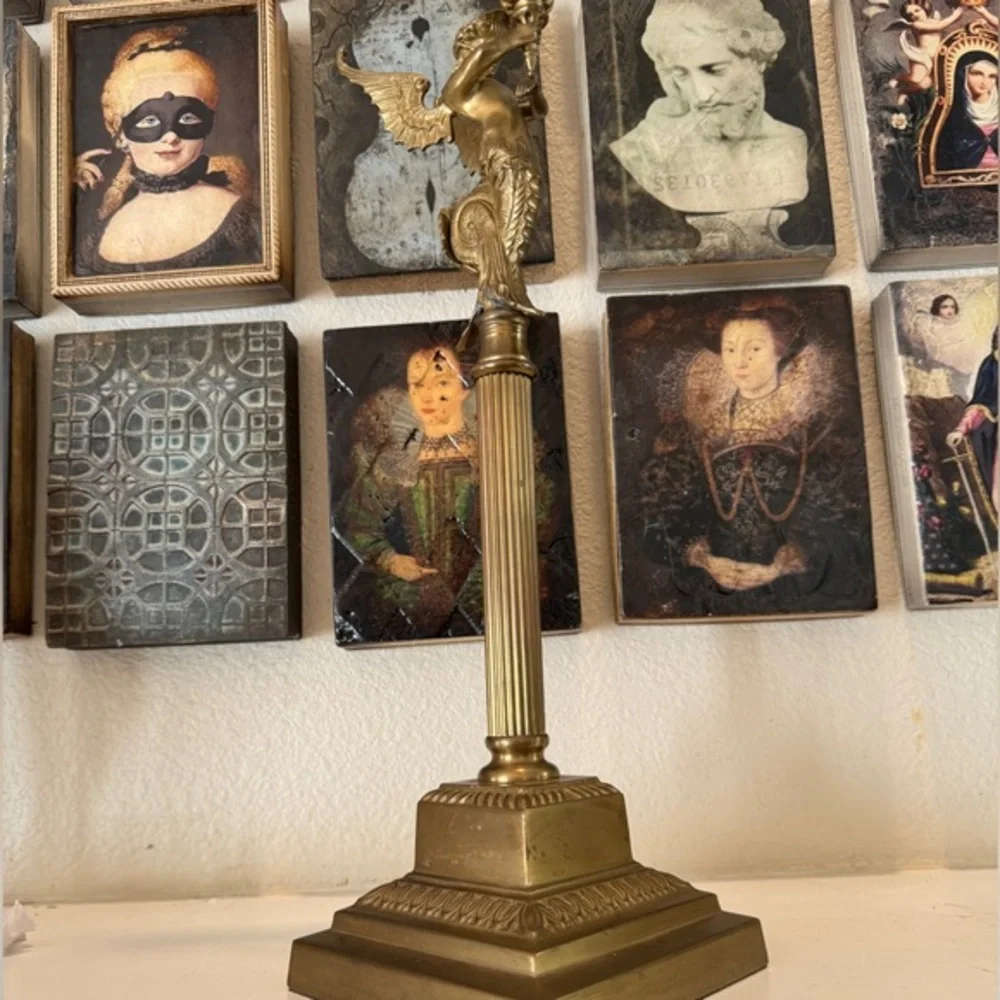 Brass‎ French Empire Style Gilt Candelabra Siren